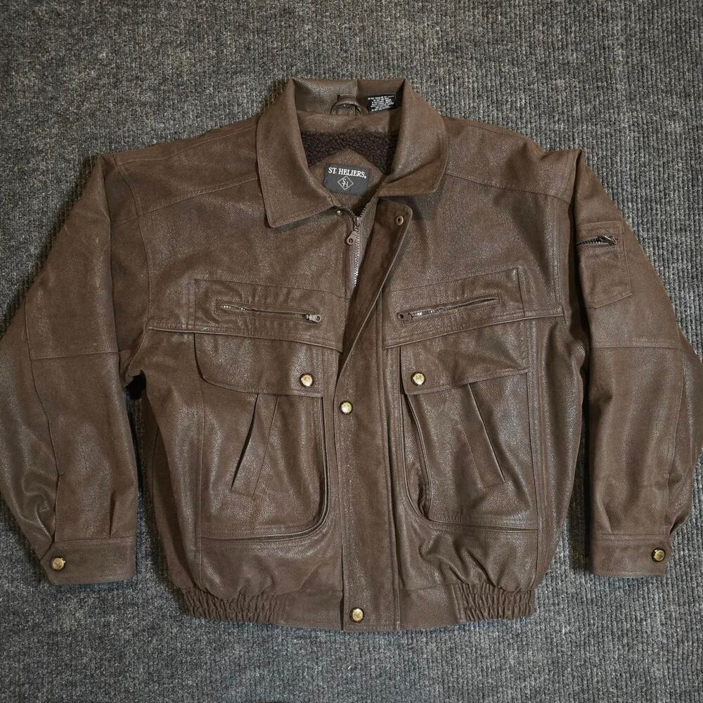 Vintage 90s Brown Bomber jacket with Sherpa lining. Mens XL